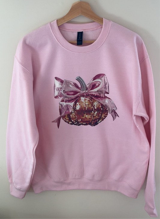 Glitter Pink Ribbon Pumpkin